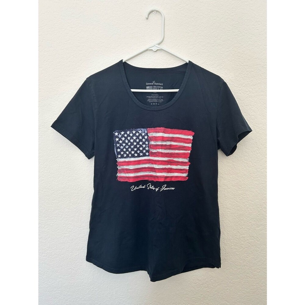 Navy Short Sleeve Tee with USA Flag Graphic